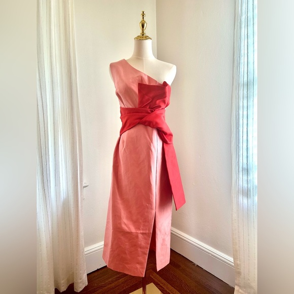 KEEPSAKE Pink and Red One Shoulder Dress - Picture 1 of 6